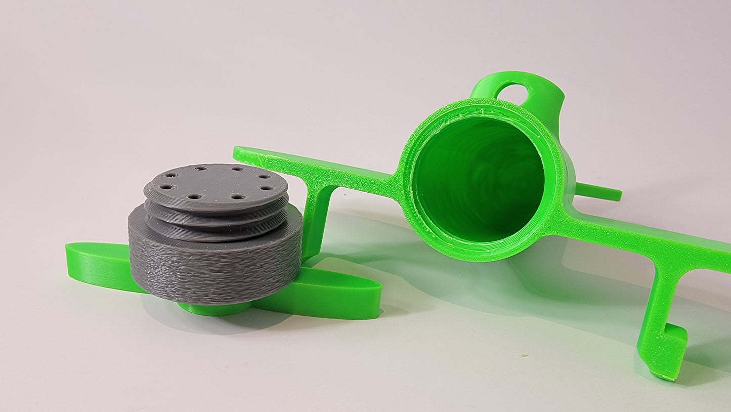 Close-up of airplane hide, nose work scent container for ground and aerial searches