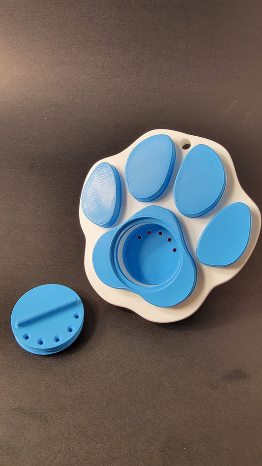 Paw print scent work hide made from ABS plastic