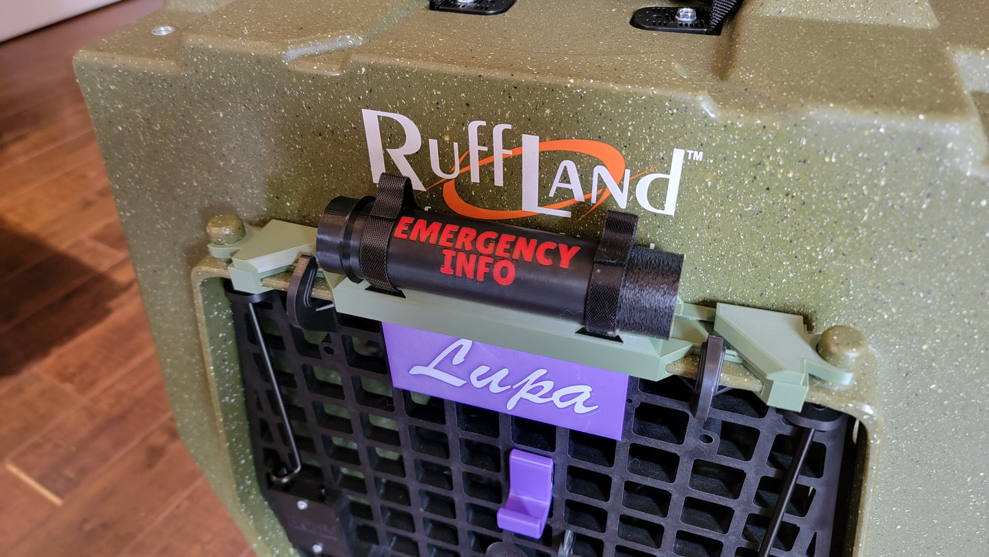 Easy to attach Ruffland Kennel contact information holder