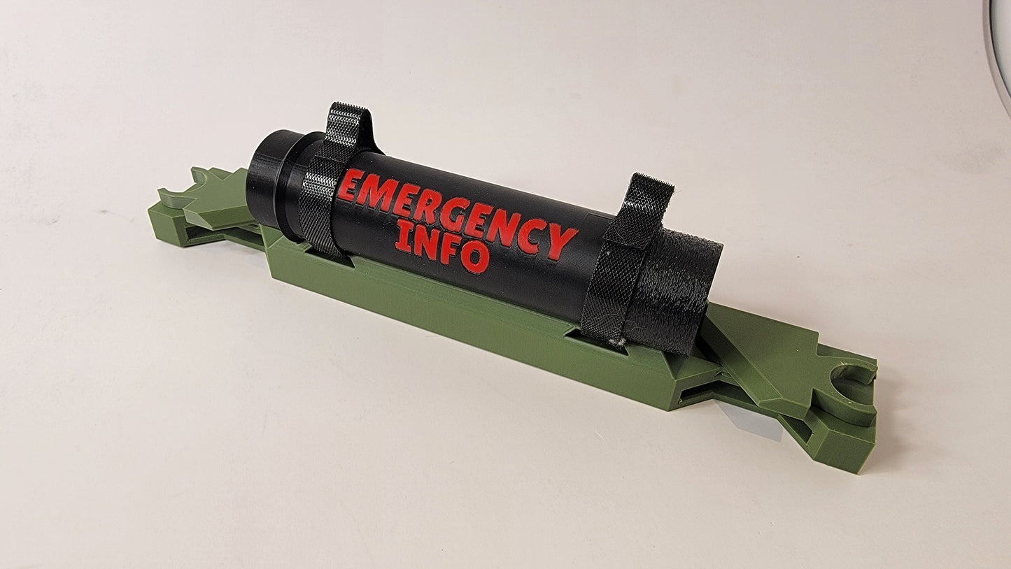 Close up of bracket and tube for Ruffland Kennel emergency contact