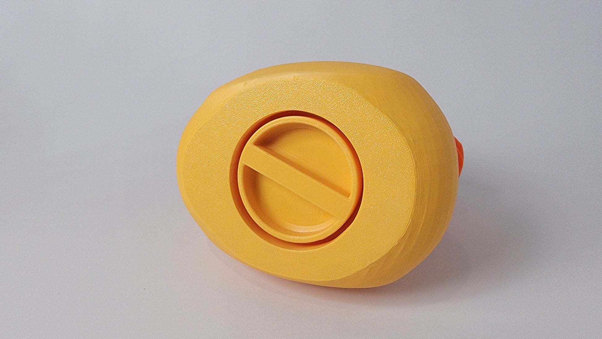 Bottom of toy duck hide showing vent for nose work training and competition