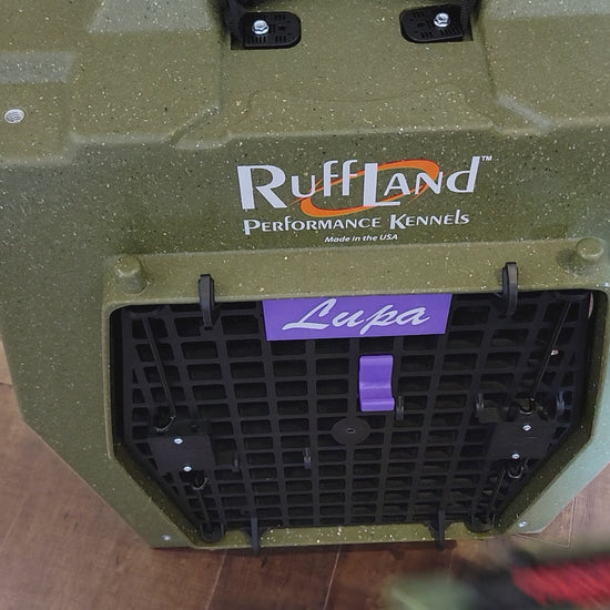 Video show quick and easy install of Ruffland Kennel emergency contact info tube