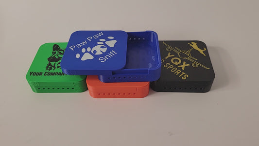 Video of custom tile containers for canine/dog nose and scent work training or competition. 